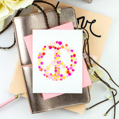 Flower Power Peace Sign Card by Taheerah Atchia