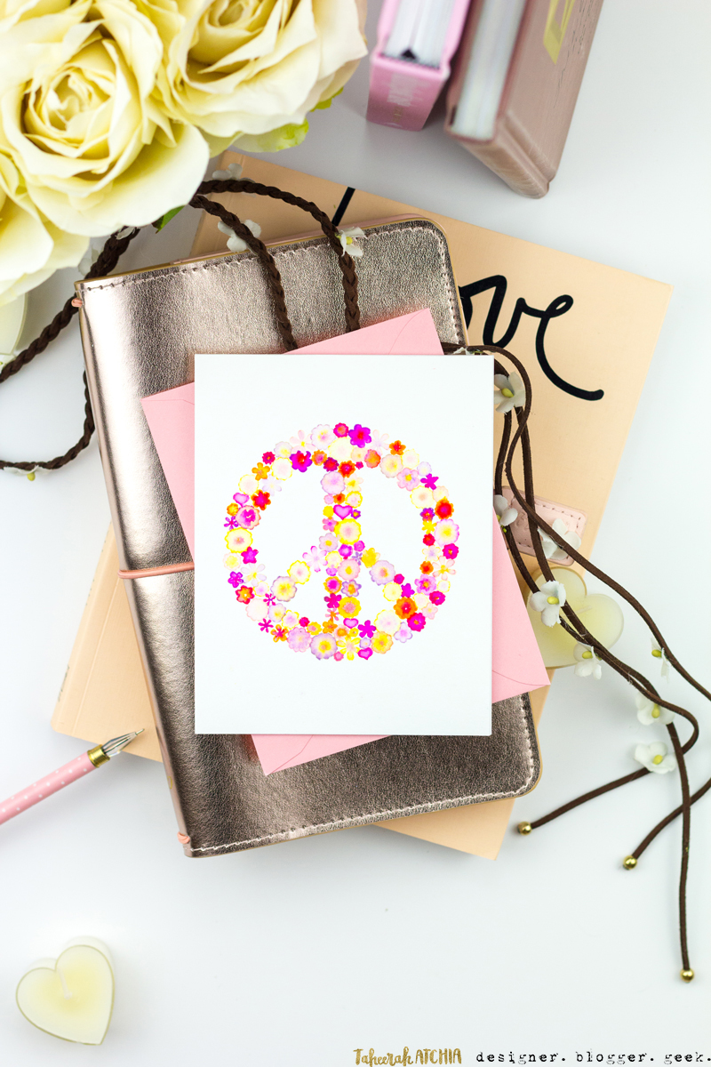 Flower Power Peace Sign Card by Taheerah Atchia