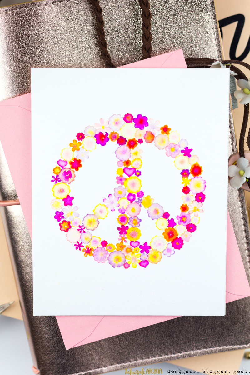 Flower Power Peace Sign Card by Taheerah Atchia