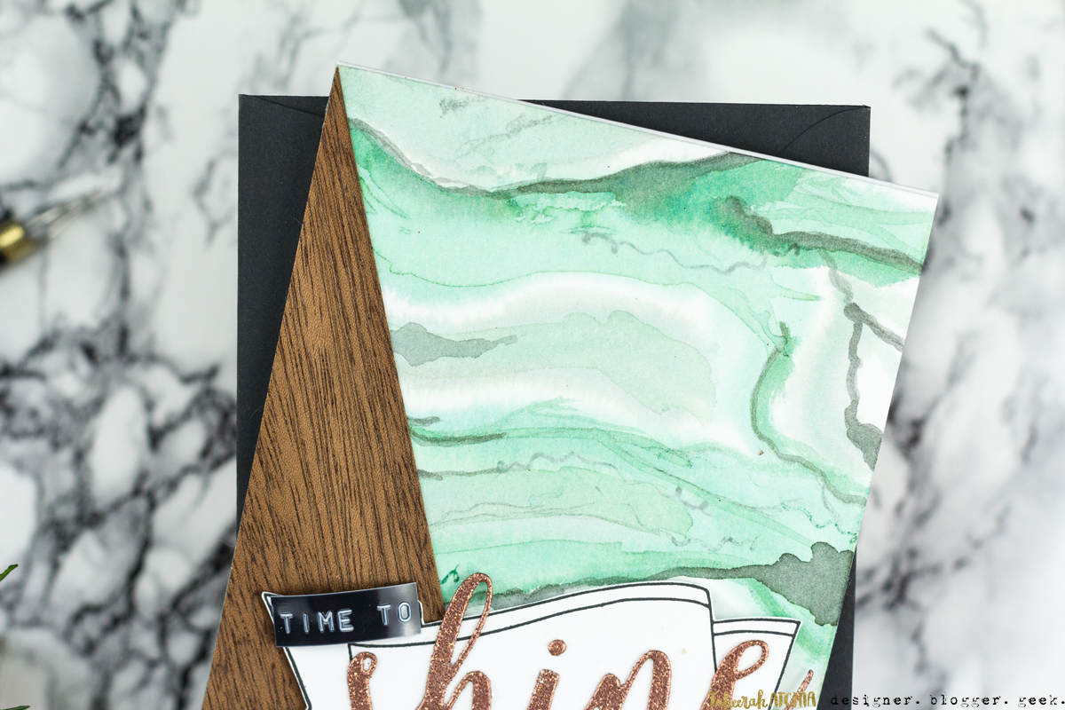 Time To Shine Bright Green Marbled Card by Taheerah Atchia