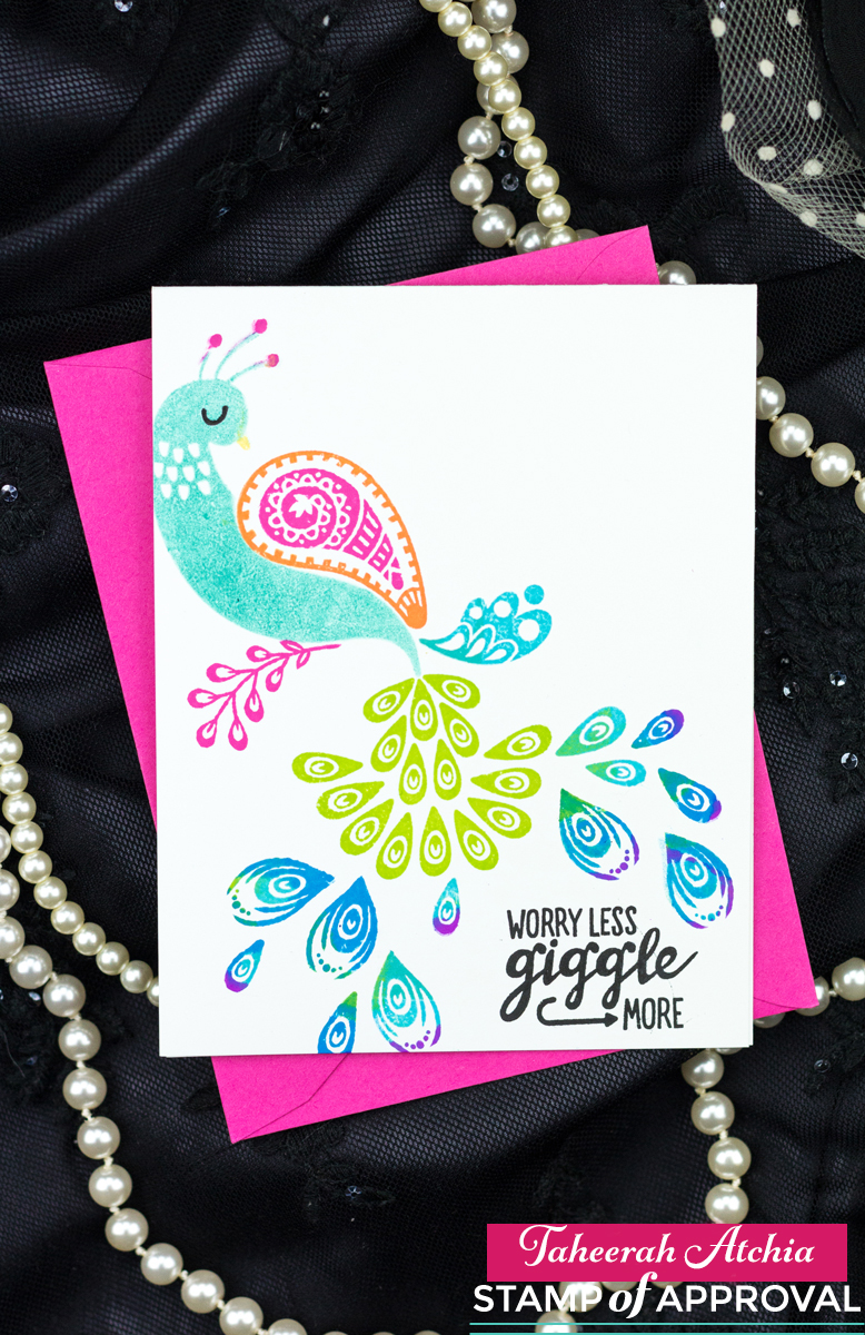 Giggle More Rainbow Peacock Card by Taheerah Atchia