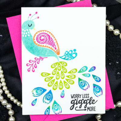 Giggle More Rainbow Peacock Card by Taheerah Atchia