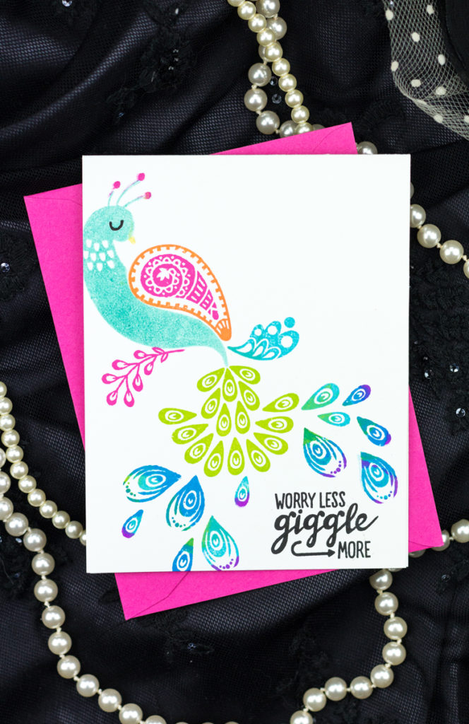 Giggle More Rainbow Peacock Card by Taheerah Atchia