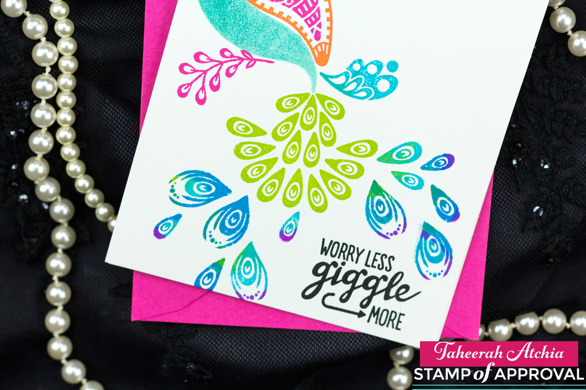 Giggle More Rainbow Peacock Card by Taheerah Atchia