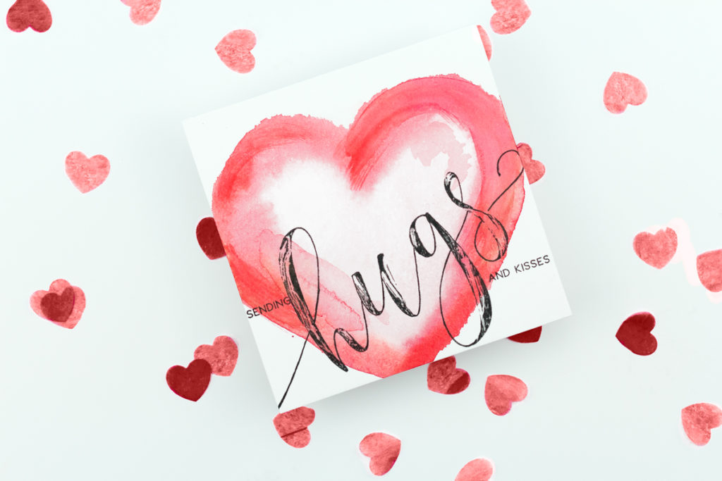 Sending Hugs & Kisses Watercolour Heart Card by Taheerah Atchia