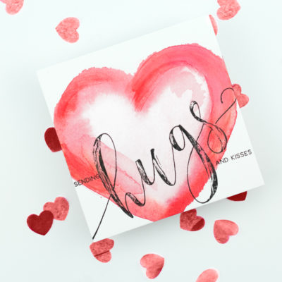 Sending Hugs & Kisses Watercolour Heart Card by Taheerah Atchia