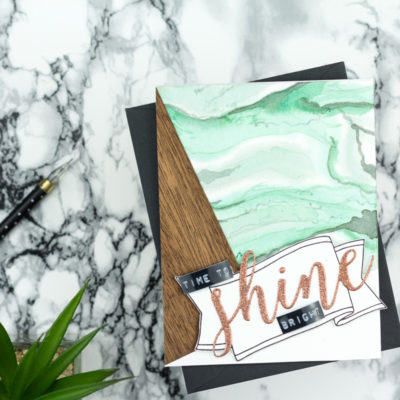 Time To Shine Bright Green Marbled Card by Taheerah Atchia