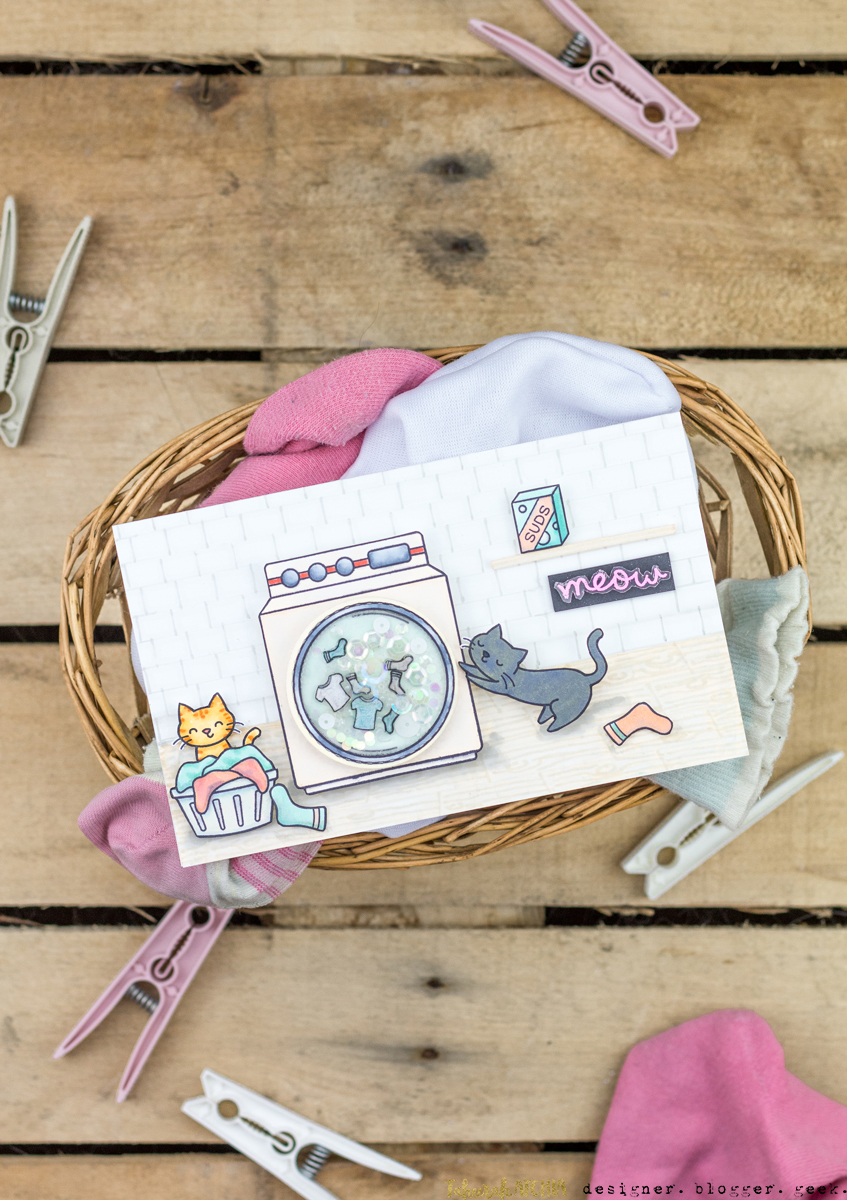 Playful Cats Interactive Washing Machine Card by Taheerah Atchia