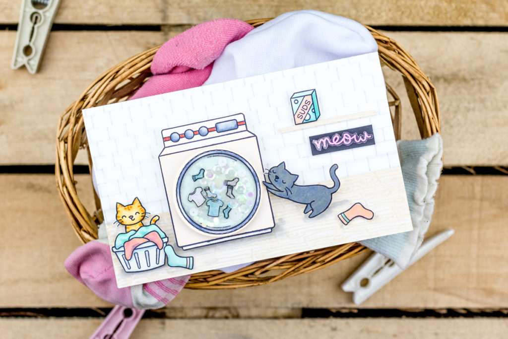 Playful Cats Interactive Washing Machine Card by Taheerah Atchia