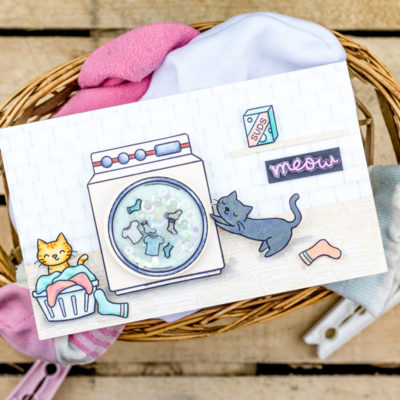 Playful Cats Interactive Washing Machine Card by Taheerah Atchia