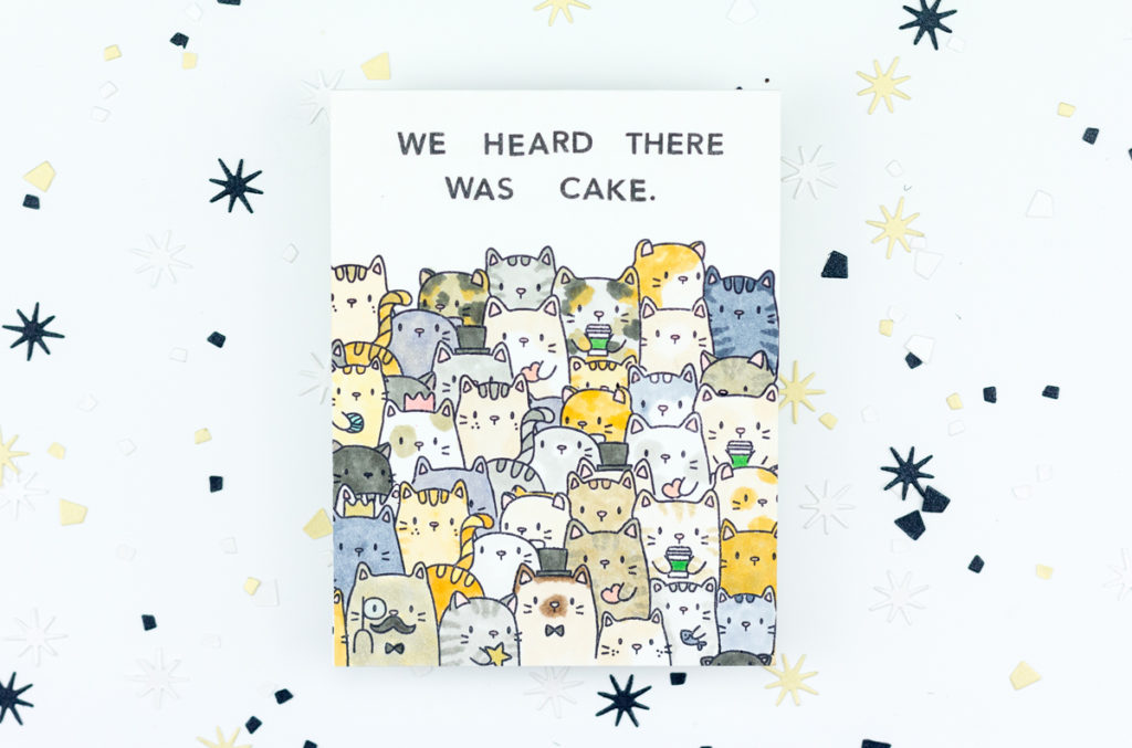 We Heard There Was Cake Kitty Birthday Card by Taheerah Atchia