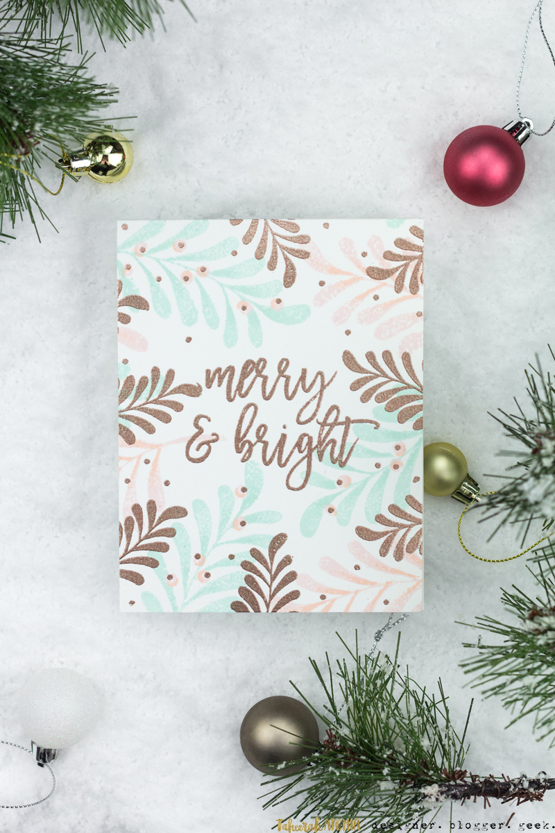 Merry & Bright Mistletoe Christmas Card by Taheerah Atchia