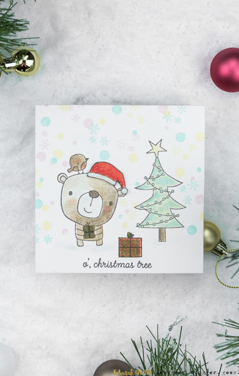 O' Christmas Tree Bear Christmas Card by Taheerah Atchia