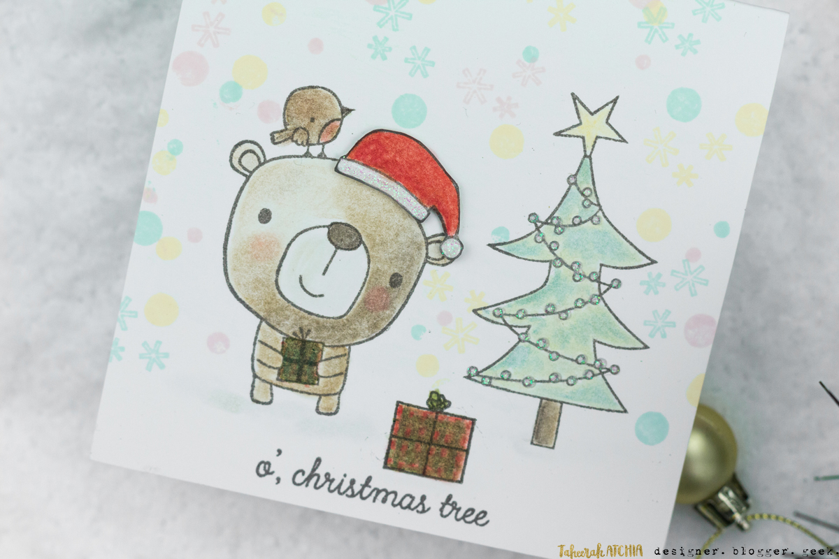 O' Christmas Tree Bear Christmas Card by Taheerah Atchia