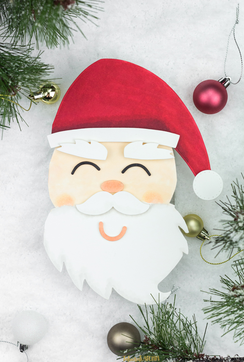 Shaped Santa Face Christmas Card by Taheerah Atchia