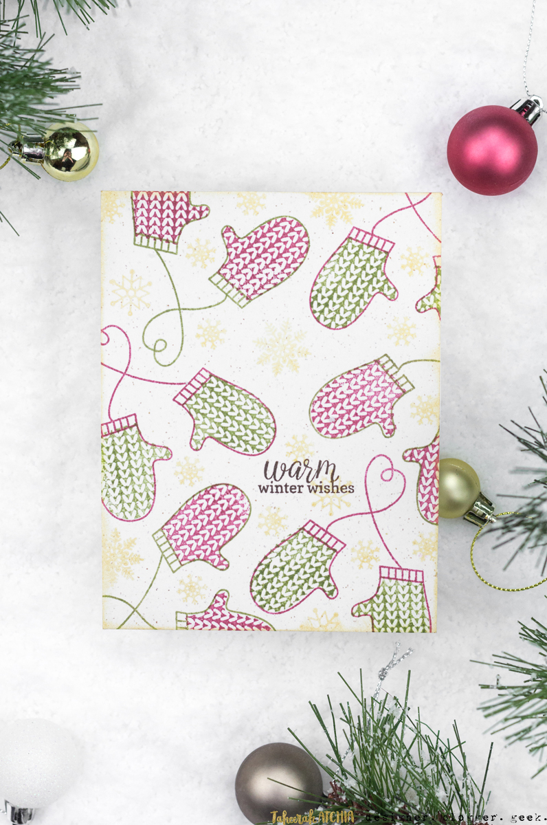 Warm Winter Wishes Mitten Christmas Card by Taheerah Atchia