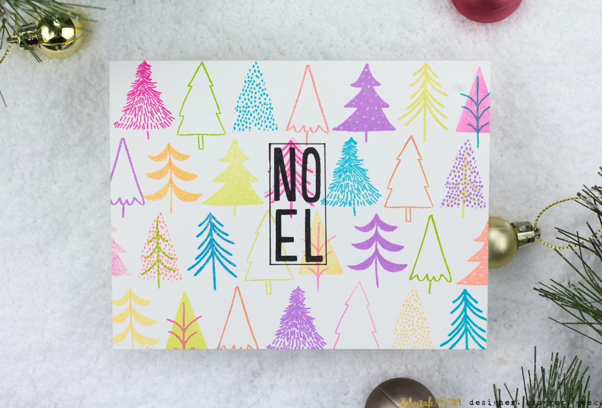 Bright Trees Noel Christmas Card by Taheerah Atchia