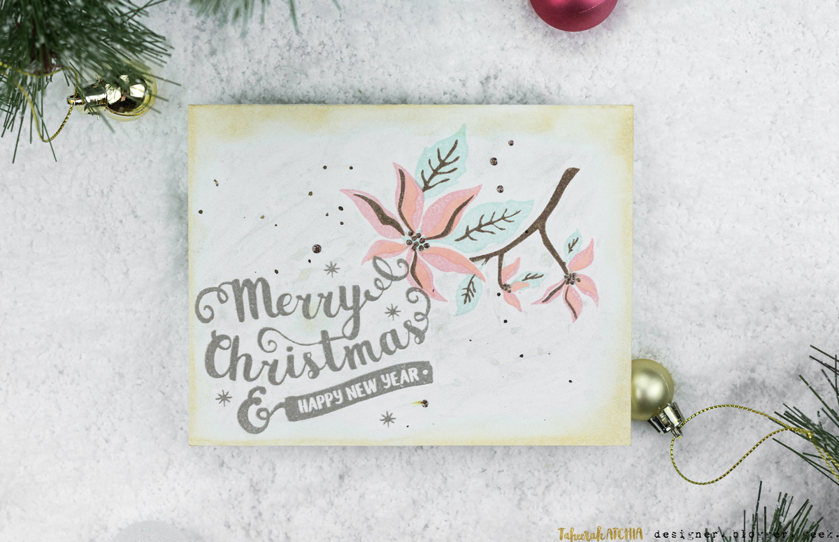 Merry Christmas Poinsettia Card by Taheerah Atchia