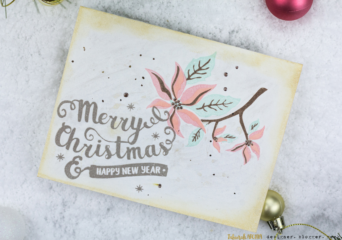 Merry Christmas Poinsettia Card by Taheerah Atchia