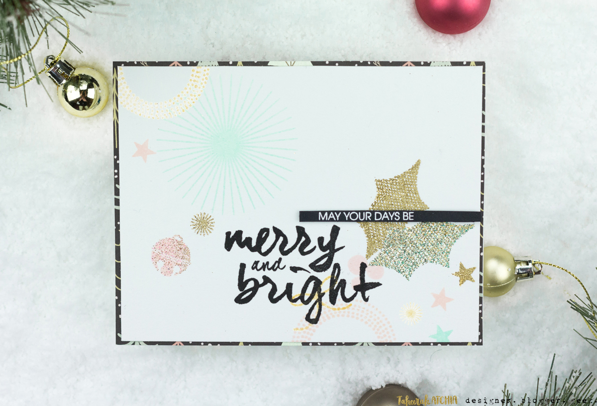 Modern Merry & Bright Christmas Card by Taheerah Atchia