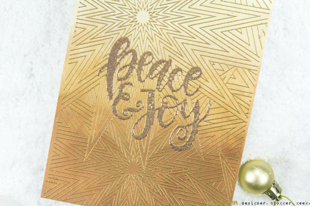 Peace & Joy Gold Shimmer Christmas Card by Taheerah Atchia