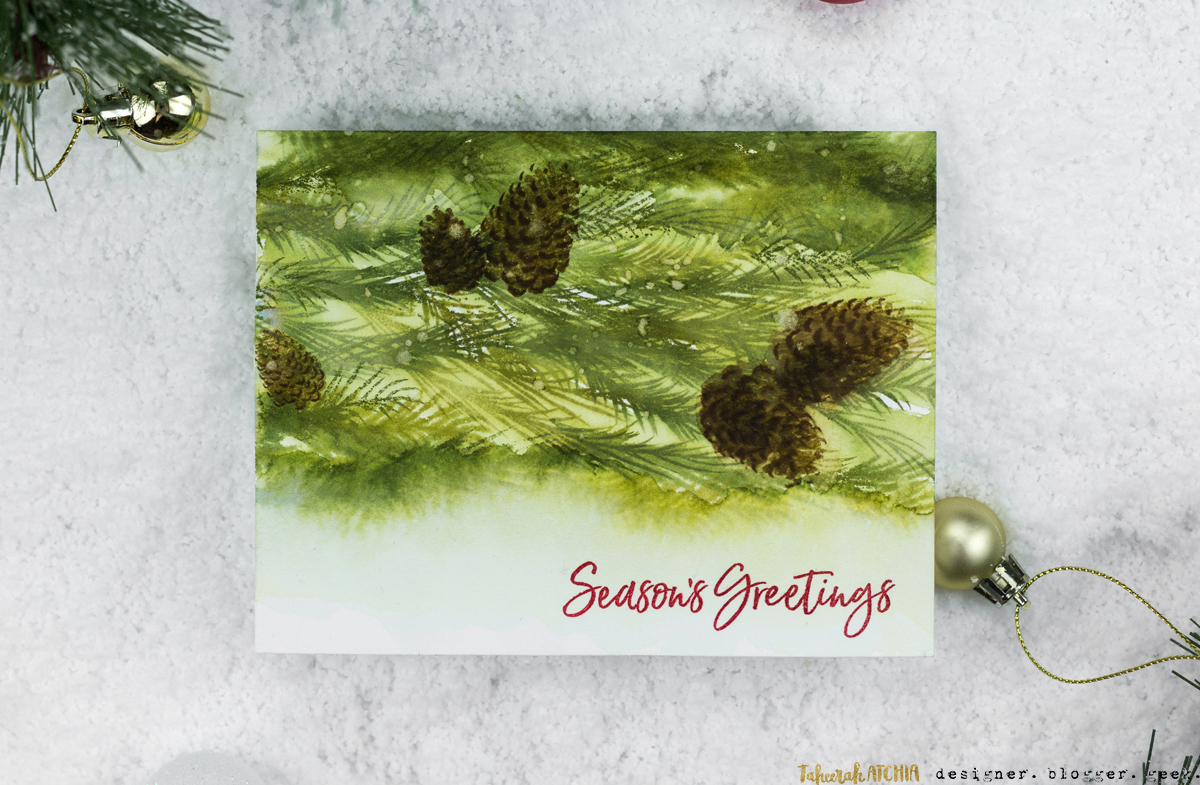 Pine Cones Season's Greetings Christmas Card by Taheerah Atchia