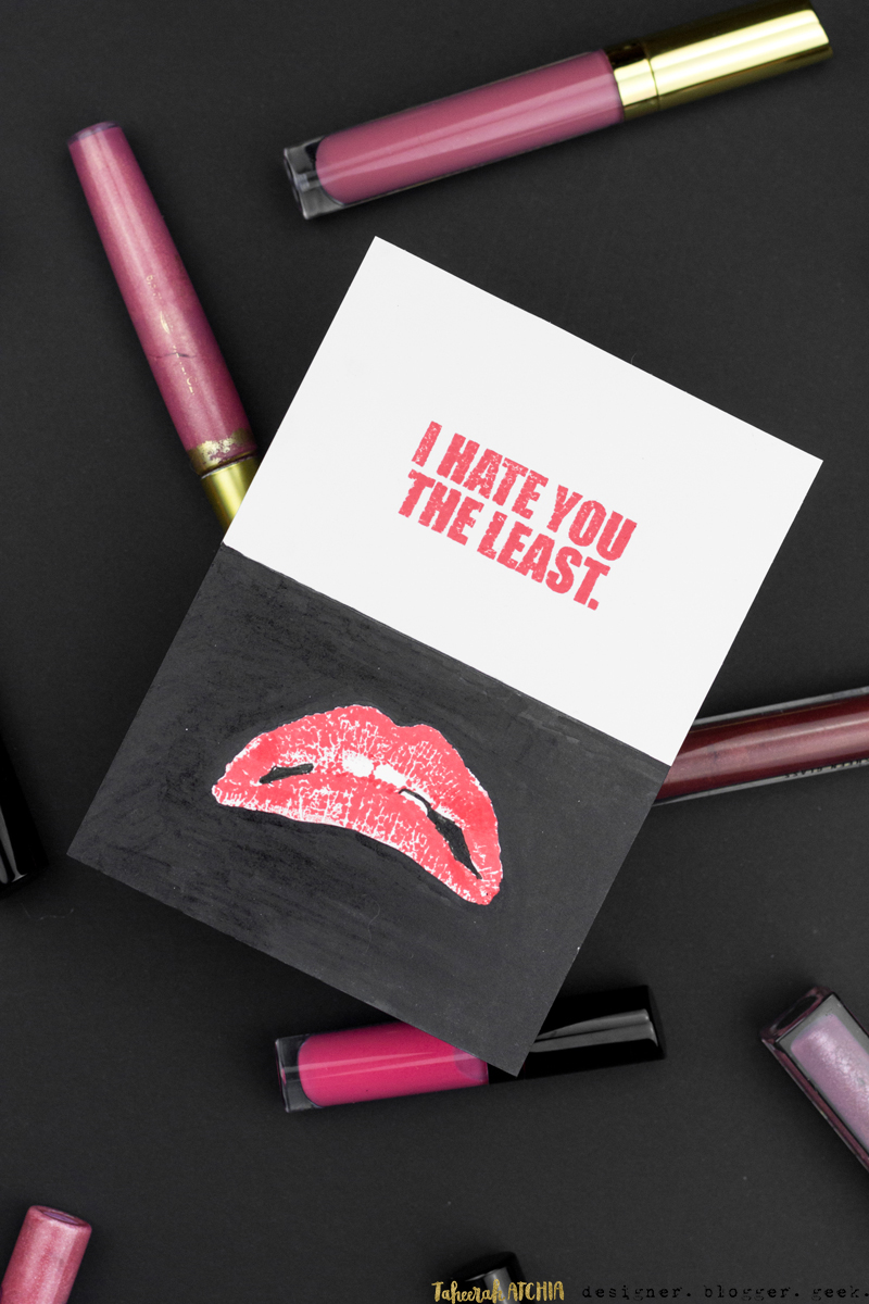 I Hate You The Least Rocky Horror Lips Card by Taheerah Atchia