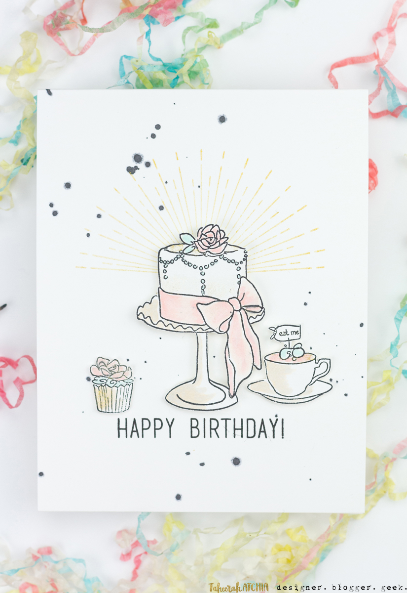 Tea And Cake Happy Birthday Card by Taheerah Atchia