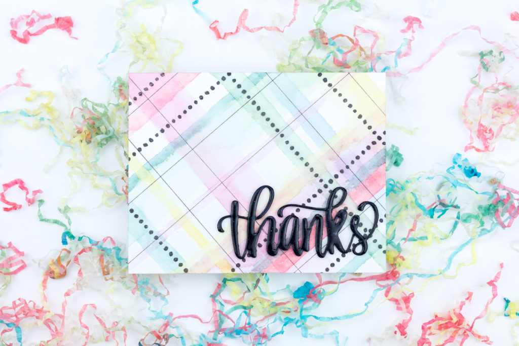 Rainbow Plaid Thanks Card by Taheerah Atchia