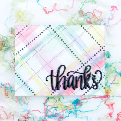 Rainbow Plaid Thanks Card by Taheerah Atchia