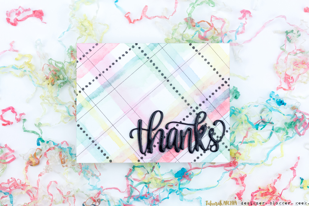 Rainbow Plaid Thanks Card by Taheerah Atchia