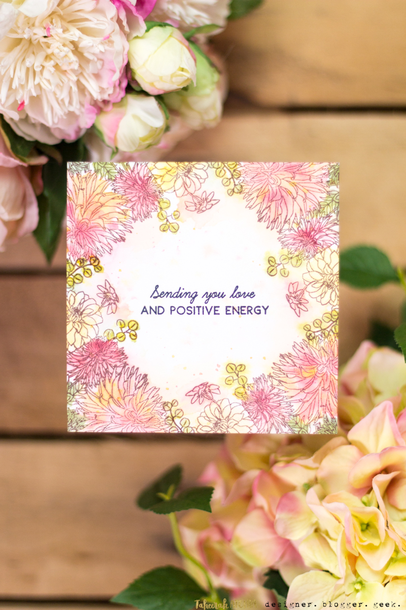 Sending You Love And Positive Energy Floral Card by Taheerah Atchia